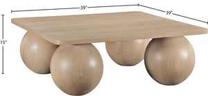 Meridian Furniture Fitch Oak Veneer Coffee Table with Sculptural Spherical Legs for Art Deco Living Rooms Natural B 99083Oak-CT