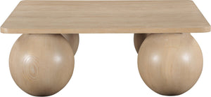 Meridian Furniture Fitch Oak Veneer Coffee Table with Sculptural Spherical Legs for Art Deco Living Rooms Natural B 99083Oak-CT