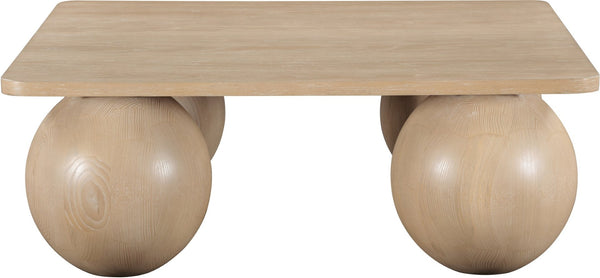 Meridian Furniture Fitch Oak Veneer Coffee Table with Sculptural Spherical Legs for Art Deco Living Rooms Natural B 99083Oak-CT