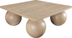 Meridian Furniture Fitch Oak Veneer Coffee Table with Sculptural Spherical Legs for Art Deco Living Rooms Natural B 99083Oak-CT