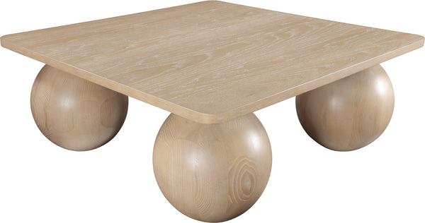 Meridian Furniture Fitch Oak Veneer Coffee Table with Sculptural Spherical Legs for Art Deco Living Rooms Natural B 99083Oak-CT
