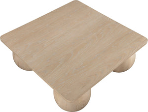 Meridian Furniture Fitch Oak Veneer Coffee Table with Sculptural Spherical Legs for Art Deco Living Rooms Natural B 99083Oak-CT