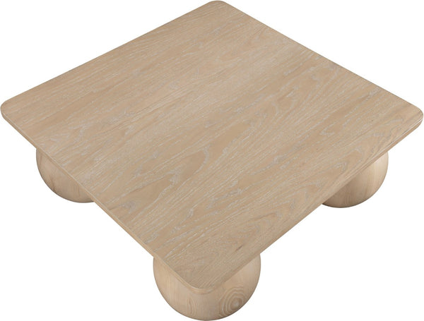 Meridian Furniture Fitch Oak Veneer Coffee Table with Sculptural Spherical Legs for Art Deco Living Rooms Natural B 99083Oak-CT