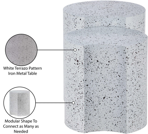 Dimple White End Table 99084White-2C Meridian Furniture