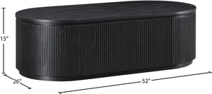 Meridian Furniture Moana Fluted Wood Coffee Table with Hidden Storage Cabinet for Modern Living Rooms Black 52 inches 99085Black-CT