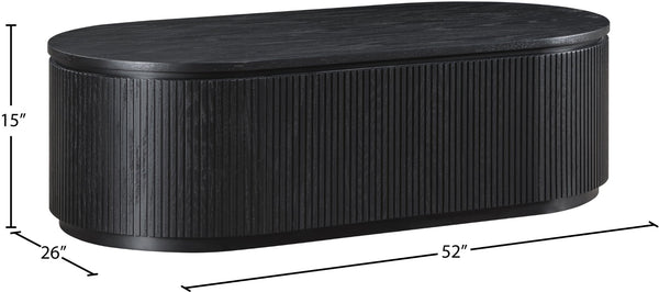 Meridian Furniture Moana Fluted Wood Coffee Table with Hidden Storage Cabinet for Modern Living Rooms Black 52 inches 99085Black-CT
