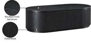 Meridian Furniture Moana Fluted Wood Coffee Table with Hidden Storage Cabinet for Modern Living Rooms Black 52 inches 99085Black-CT