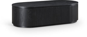Meridian Furniture Moana Fluted Wood Coffee Table with Hidden Storage Cabinet for Modern Living Rooms Black 52 inches 99085Black-CT