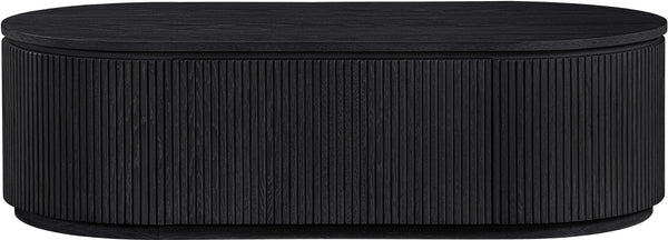 Meridian Furniture Moana Fluted Wood Coffee Table with Hidden Storage Cabinet for Modern Living Rooms Black 52 inches 99085Black-CT