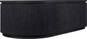 Meridian Furniture Moana Fluted Wood Coffee Table with Hidden Storage Cabinet for Modern Living Rooms Black 52 inches 99085Black-CT