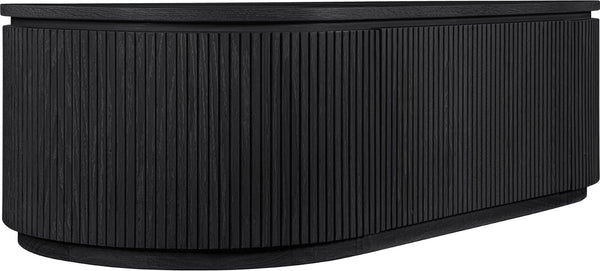 Meridian Furniture Moana Fluted Wood Coffee Table with Hidden Storage Cabinet for Modern Living Rooms Black 52 inches 99085Black-CT