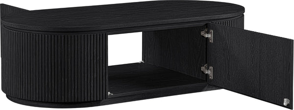 Meridian Furniture Moana Fluted Wood Coffee Table with Hidden Storage Cabinet for Modern Living Rooms Black 52 inches 99085Black-CT