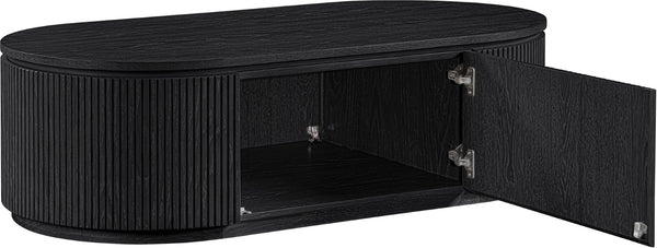 Meridian Furniture Moana Fluted Wood Coffee Table with Hidden Storage Cabinet for Modern Living Rooms Black 52 inches 99085Black-CT