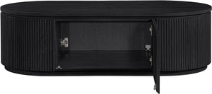 Meridian Furniture Moana Fluted Wood Coffee Table with Hidden Storage Cabinet for Modern Living Rooms Black 52 inches 99085Black-CT