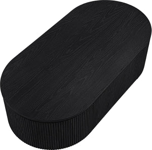Meridian Furniture Moana Fluted Wood Coffee Table with Hidden Storage Cabinet for Modern Living Rooms Black 52 inches 99085Black-CT