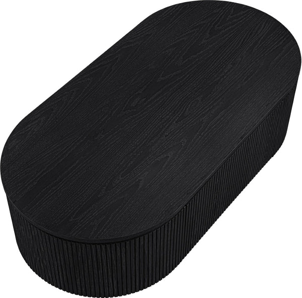 Meridian Furniture Moana Fluted Wood Coffee Table with Hidden Storage Cabinet for Modern Living Rooms Black 52 inches 99085Black-CT
