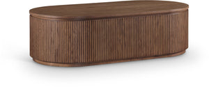 Meridian Furniture Moana Fluted Wood Coffee Table with Hidden Storage Cabinet for Modern Living Rooms Brown 52 inches 99085Brown-CT