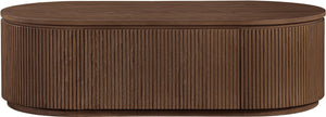 Meridian Furniture Moana Fluted Wood Coffee Table with Hidden Storage Cabinet for Modern Living Rooms Brown 52 inches 99085Brown-CT