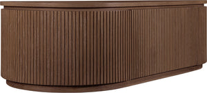 Meridian Furniture Moana Fluted Wood Coffee Table with Hidden Storage Cabinet for Modern Living Rooms Brown 52 inches 99085Brown-CT