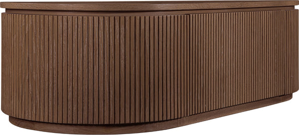 Meridian Furniture Moana Fluted Wood Coffee Table with Hidden Storage Cabinet for Modern Living Rooms Brown 52 inches 99085Brown-CT