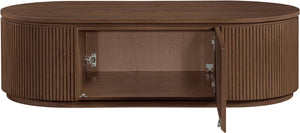 Meridian Furniture Moana Fluted Wood Coffee Table with Hidden Storage Cabinet for Modern Living Rooms Brown 52 inches 99085Brown-CT