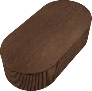 Meridian Furniture Moana Fluted Wood Coffee Table with Hidden Storage Cabinet for Modern Living Rooms Brown 52 inches 99085Brown-CT