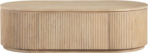 Meridian Furniture Moana Fluted Wood Coffee Table with Hidden Storage Cabinet for Modern Living Rooms Natural 52 inches 99085Oak-CT
