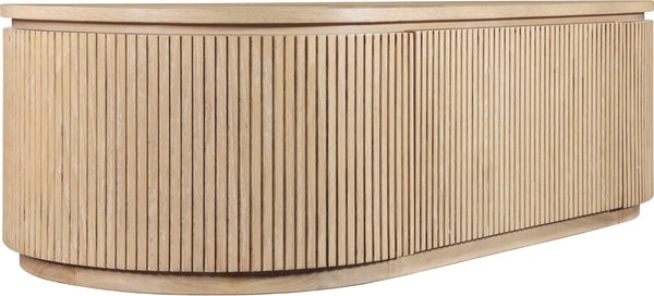 Meridian Furniture Moana Fluted Wood Coffee Table with Hidden Storage Cabinet for Modern Living Rooms Natural 52 inches 99085Oak-CT