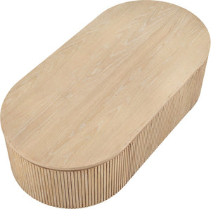 Meridian Furniture Moana Fluted Wood Coffee Table with Hidden Storage Cabinet for Modern Living Rooms Natural 52 inches 99085Oak-CT