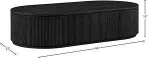 Meridian Furniture Moana Fluted Wood Coffee Table with Hidden Storage Cabinet for Modern Living Rooms Black 64 inches 99086Black-CT
