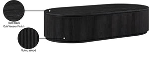 Meridian Furniture Moana Fluted Wood Coffee Table with Hidden Storage Cabinet for Modern Living Rooms Black 64 inches 99086Black-CT
