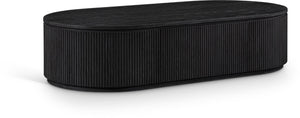 Meridian Furniture Moana Fluted Wood Coffee Table with Hidden Storage Cabinet for Modern Living Rooms Black 64 inches 99086Black-CT
