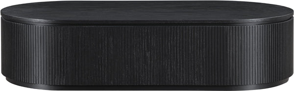 Meridian Furniture Moana Fluted Wood Coffee Table with Hidden Storage Cabinet for Modern Living Rooms Black 64 inches 99086Black-CT