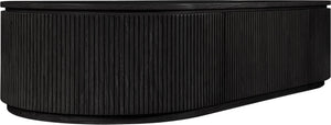 Meridian Furniture Moana Fluted Wood Coffee Table with Hidden Storage Cabinet for Modern Living Rooms Black 64 inches 99086Black-CT