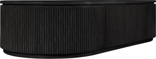 Meridian Furniture Moana Fluted Wood Coffee Table with Hidden Storage Cabinet for Modern Living Rooms Black 64 inches 99086Black-CT