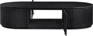 Meridian Furniture Moana Fluted Wood Coffee Table with Hidden Storage Cabinet for Modern Living Rooms Black 64 inches 99086Black-CT
