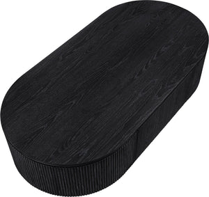 Meridian Furniture Moana Fluted Wood Coffee Table with Hidden Storage Cabinet for Modern Living Rooms Black 64 inches 99086Black-CT