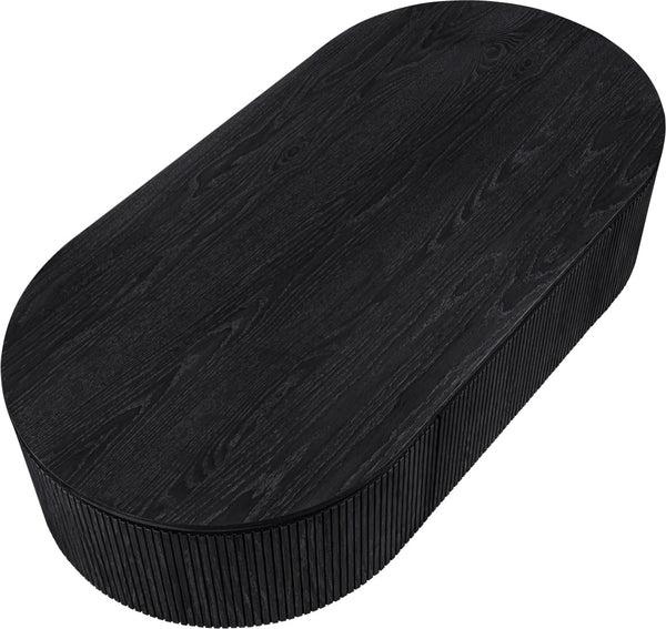 Meridian Furniture Moana Fluted Wood Coffee Table with Hidden Storage Cabinet for Modern Living Rooms Black 64 inches 99086Black-CT
