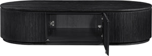 Meridian Furniture Moana Fluted Wood Coffee Table with Hidden Storage Cabinet for Modern Living Rooms Black 64 inches 99086Black-CT