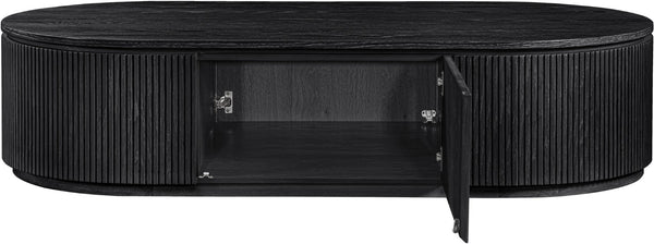 Meridian Furniture Moana Fluted Wood Coffee Table with Hidden Storage Cabinet for Modern Living Rooms Black 64 inches 99086Black-CT