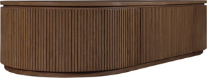 Meridian Furniture Moana Fluted Wood Coffee Table with Hidden Storage Cabinet for Modern Living Rooms Brown 64 inches 99086Brown-CT