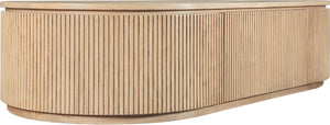 Meridian Furniture Moana Fluted Wood Coffee Table with Hidden Storage Cabinet for Modern Living Rooms Natural 64 inches 99086Oak-CT