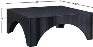 Meridian Furniture Eloise Sculptural Coffee Table with Artistic Base Detail for Stylish Modern Living Rooms Black Oak Veneer / MDF 99089Black-CT