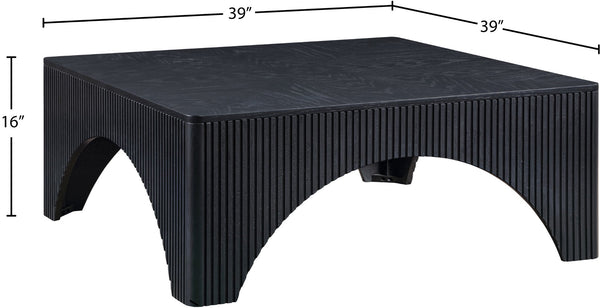Meridian Furniture Eloise Sculptural Coffee Table with Artistic Base Detail for Stylish Modern Living Rooms Black Oak Veneer / MDF 99089Black-CT