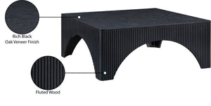 Meridian Furniture Eloise Sculptural Coffee Table with Artistic Base Detail for Stylish Modern Living Rooms Black Oak Veneer / MDF 99089Black-CT