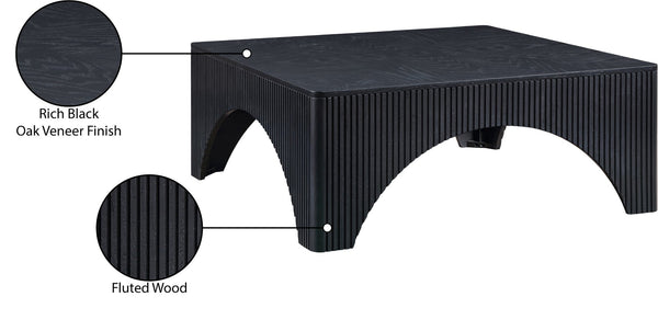Meridian Furniture Eloise Sculptural Coffee Table with Artistic Base Detail for Stylish Modern Living Rooms Black Oak Veneer / MDF 99089Black-CT