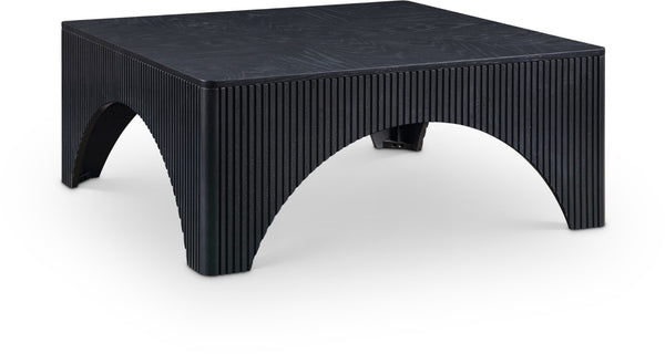 Meridian Furniture Eloise Sculptural Coffee Table with Artistic Base Detail for Stylish Modern Living Rooms Black Oak Veneer / MDF 99089Black-CT