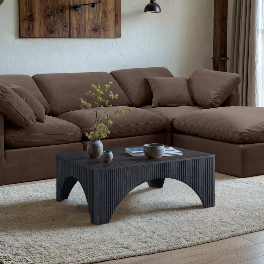 Meridian Furniture Eloise Sculptural Coffee Table with Artistic Base Detail for Stylish Modern Living Rooms Black Oak Veneer / MDF 99089Black-CT