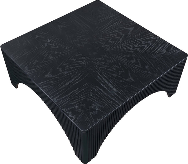 Meridian Furniture Eloise Sculptural Coffee Table with Artistic Base Detail for Stylish Modern Living Rooms Black Oak Veneer / MDF 99089Black-CT