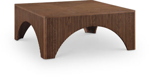 Meridian Furniture Eloise Sculptural Coffee Table with Artistic Base Detail for Stylish Modern Living Rooms Brown Oak Veneer / MDF 99089Brown-CT